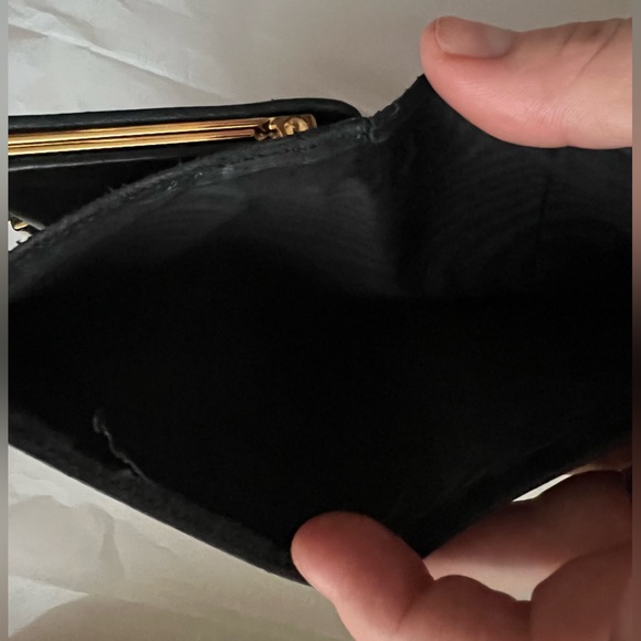 CHANEL Mini Black Caviar Leather Timeless Kisslock Compact Wallet Callouts shown - Picture 10 of 12